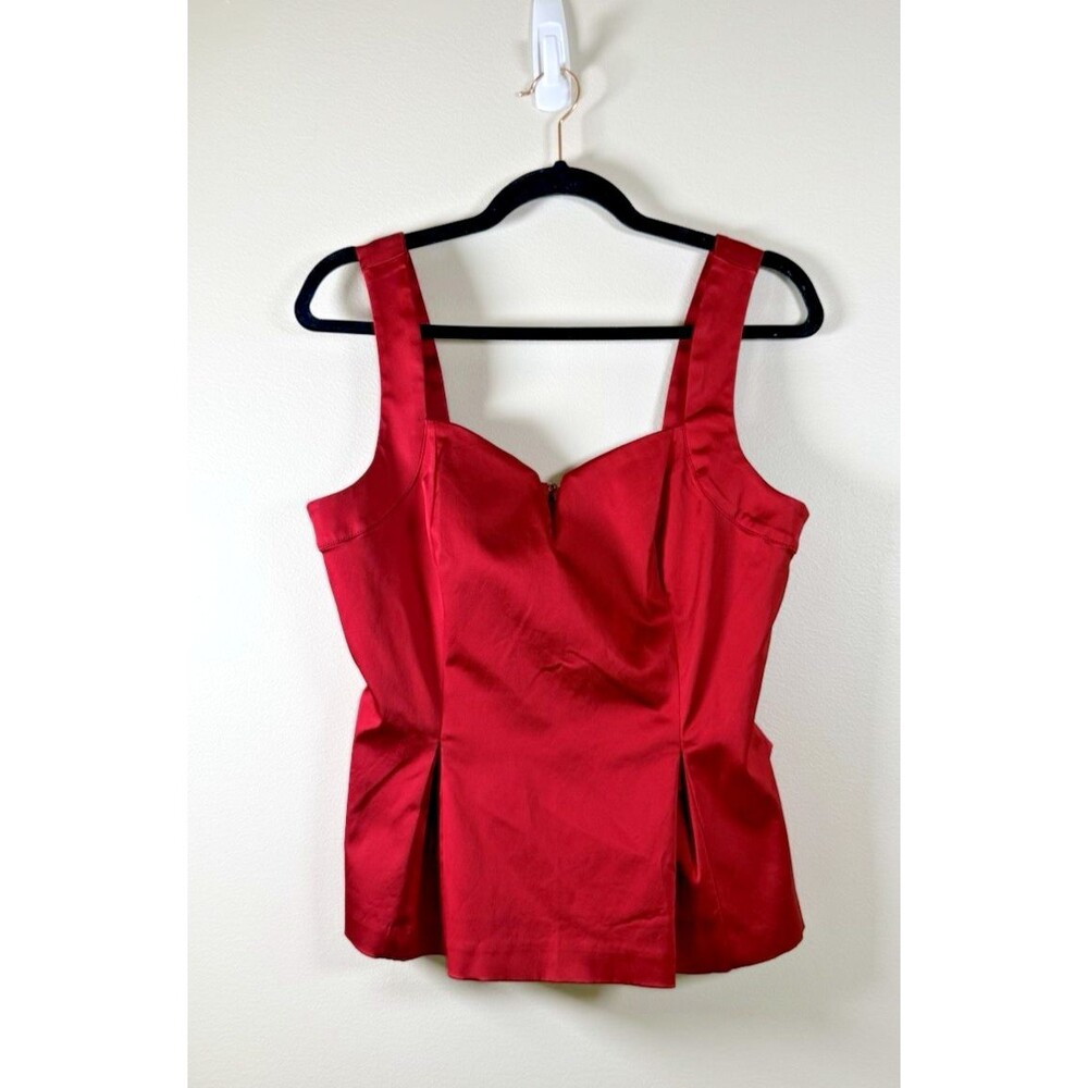 White House Black Market Red Sleeveless Peplum Top